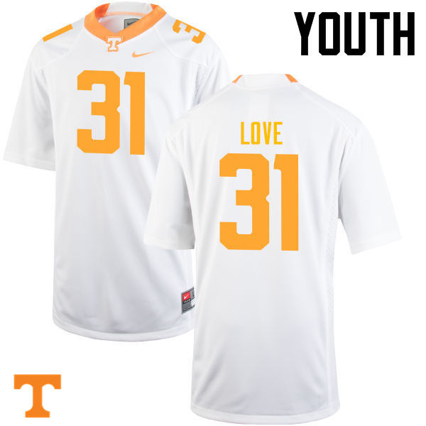 Youth #31 Stedman Love Tennessee Volunteers College Football Jerseys-White